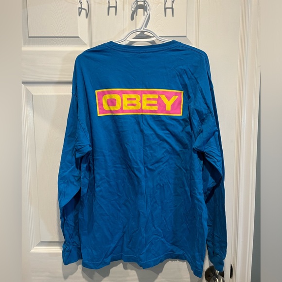 Obey Blue/Pink/Yellow Long Sleeve Size XL - Picture 2 of 8